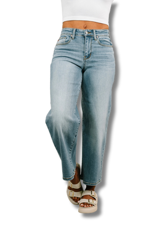 Claudia Mid Rise Wide Leg Ankle Jean