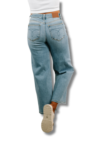 Claudia Mid Rise Wide Leg Ankle Jean