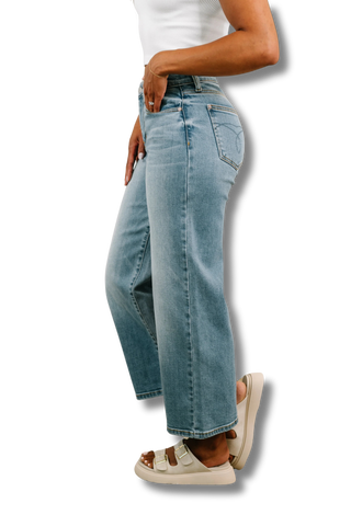 Claudia Mid Rise Wide Leg Ankle Jean