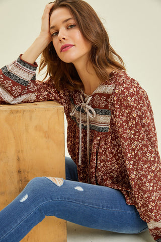 Floral Border Printed Top
