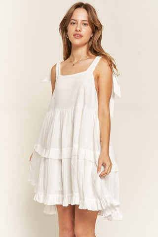 Square neck ruffle dress PLUS