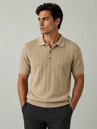 Hawk's Bay Men's Cable Knit Polo