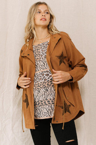 Jacket IJ14074 Washed Star Print Utilitarian