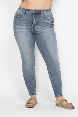 Judy Blue High Waisted Tummy Control Hem Destroy Skinny Jeans