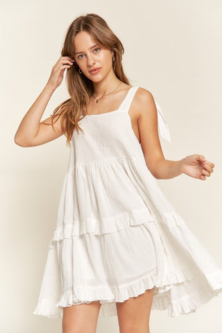 Square neck ruffle dress PLUS