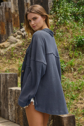Washed Thermal Oversized Shacket