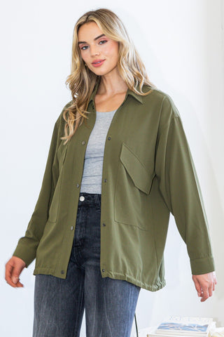 Oversized Lightweight Jacket with Adjustable Back Hem