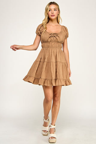 Textured Puff Sleeve Mini