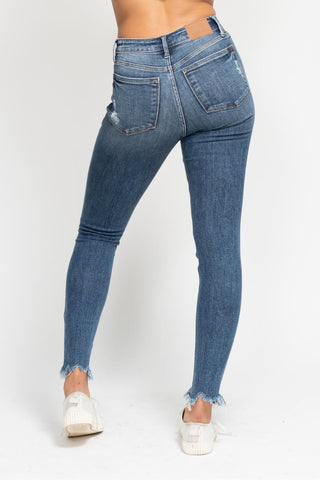 Judy Blue High Waisted Skinny With Destroy & Shark Bit Hem