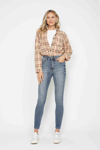 Judy Blue High Waisted Tummy Control Hem Destroy Skinny Jeans