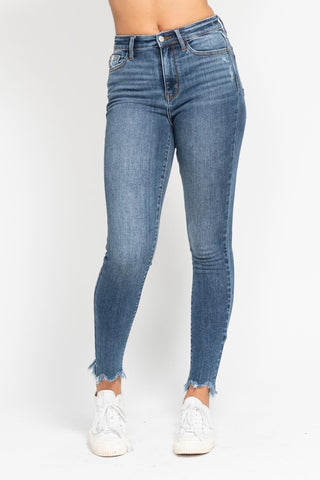 Judy Blue High Waisted Skinny With Destroy & Shark Bit Hem