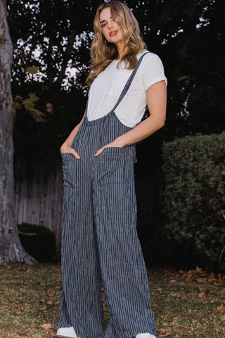 Striped Wide Leg Suspender