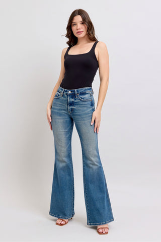 Judy Blue Midrise Tummy Control Vintage Wash Flare Jeans