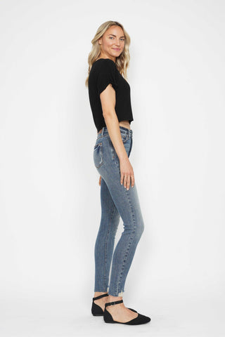Judy Blue High Waisted Tummy Control Vintage Wash Hem Destroy Skinny Jeans