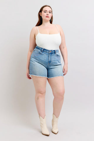 Judy Blue Western Embroidery Detail Cut Off Denim Shorts