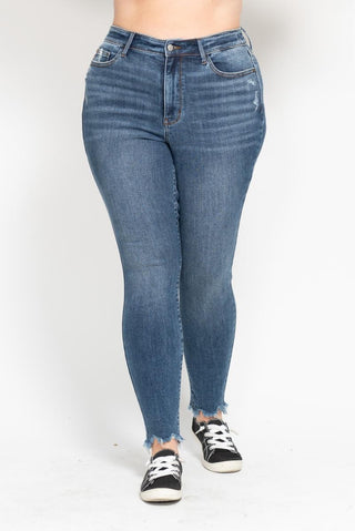 Judy Blue High Waisted Skinny With Destroy & Shark Bit Hem
