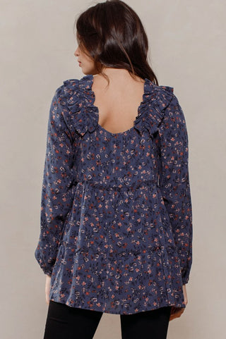 Floral Tiered Woven Top