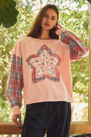 Star Flower Applique Sweatshirt