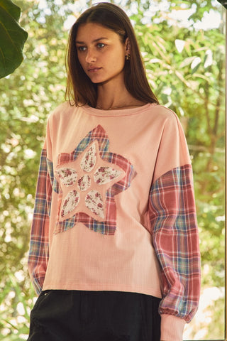 Star Flower Applique Sweatshirt