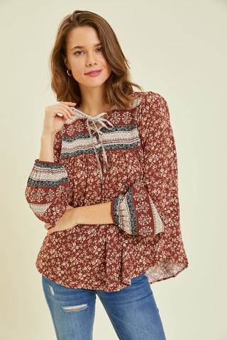 Floral Border Printed Top