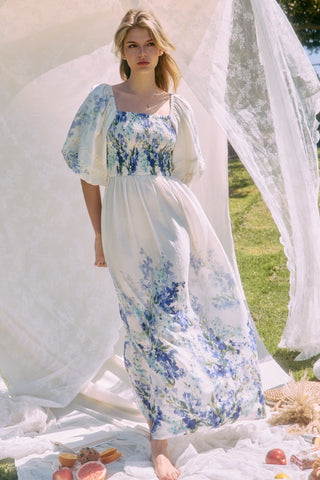 Floral Border Printed Maxi Dress