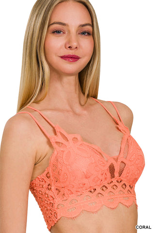 Crochet Lace Smocked-Back Bralette