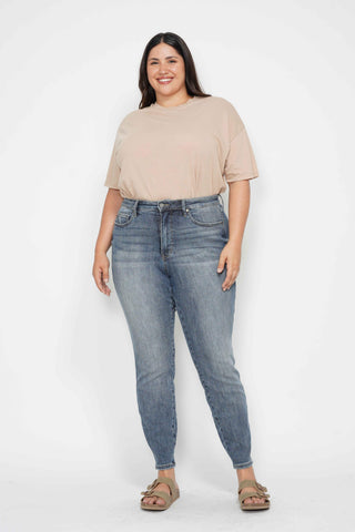 Judy Blue High Waisted Tummy Control Hem Destroy Skinny Jeans