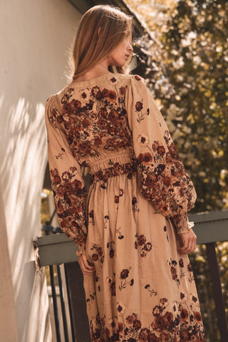 Floral Border Printed Midi Dress