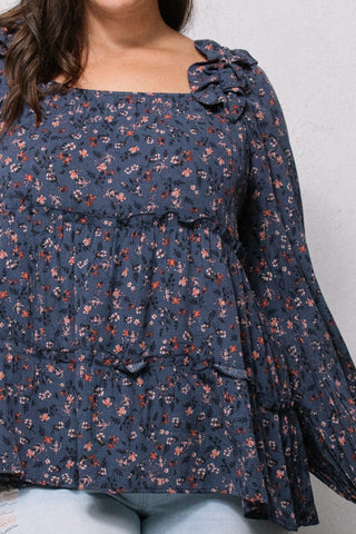 Floral Tiered Woven Top