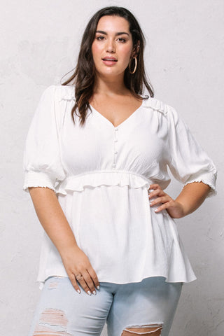Solid Button Down Blouse