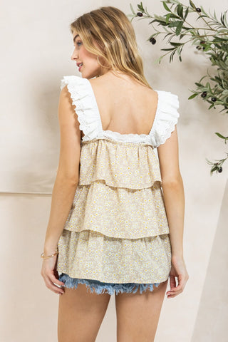 Ditsy Floral Printed Tiered Top