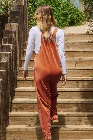 Washed French Terry Pleated Jumpsuit