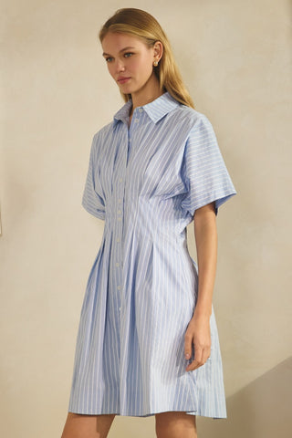 Striped Short Sleeve Shirt Dress