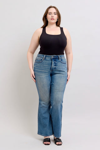 Judy Blue Midrise Tummy Control Vintage Wash Flare Jeans