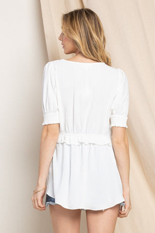 Solid Button Down Blouse