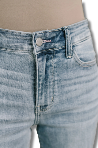 Mckaylee Mid Rise Kick Flare Jeans with Frayed Hem