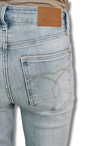 Mckaylee Mid Rise Kick Flare Jeans with Frayed Hem
