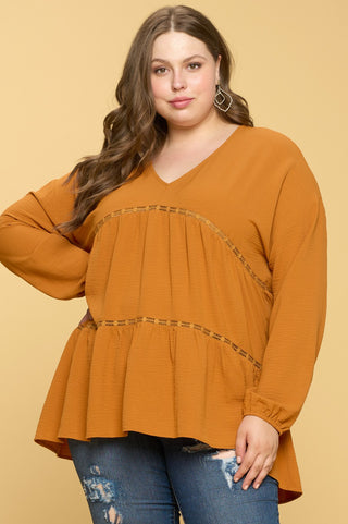 V-Neck Solid Tiered Top