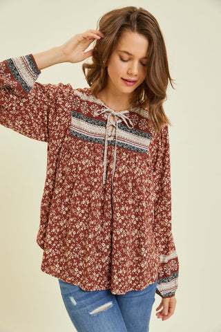Floral Border Printed Top