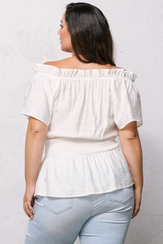Solid Woven Ruffle Top