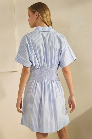 Striped Short Sleeve Shirt Dress