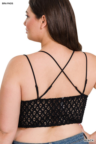 Crochet Lace Smocked-Back Bralette