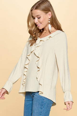 Ruffle Detailed Woven Loose Fit Top