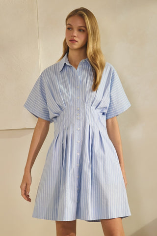 Striped Short Sleeve Shirt Dress