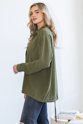 Oversized Lightweight Jacket with Adjustable Back Hem