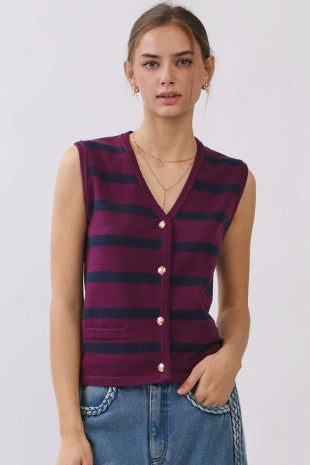 Striped Knit Sweater Vest
