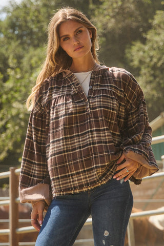 Plaid Longsleeve Pullover Hoodie