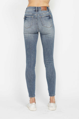 Judy Blue High Waisted Tummy Control Hem Destroy Skinny Jeans