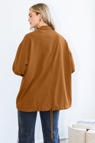 Oversized Lightweight Jacket with Adjustable Back Hem