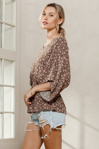 Floral Printed Woven Babydoll Top